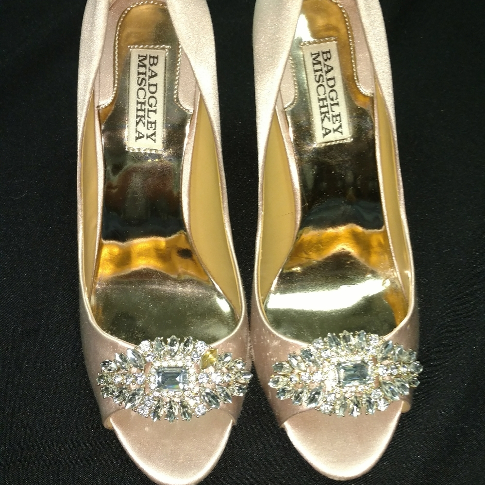 Badgley Mishka Pink Rhinestone Heels